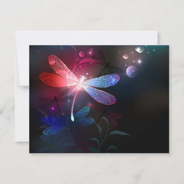 Cartão De Festividades Dragonfly vermelha (Frente)