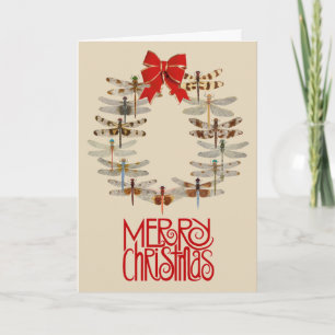 Cartão De Festividades Dragonfly Wreath Christmas Card