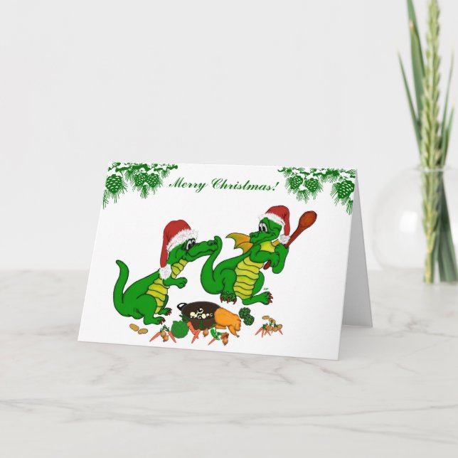 Cartão De Festividades Dragons - Feliz Natal! - hoje eu cozinho (Frente)