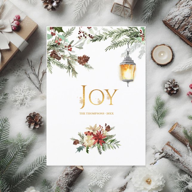 Cartão De Festividades Dreamy Woodland Evergreen Holiday Foto (Evergreen - Wintertide Woodland Christmas Photo Holiday Card)