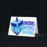 Cartão De Festividades Dreidel Cute Blue Kids Happy Hanukkah<br><div class="desc">Dreidel dreidel dreidel em três tons diferentes de azul com um sonho azul para Chanukah. As bonitas cartas de Chanucá.</div>