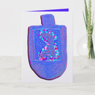Cartão De Festividades Dreidel floral de Hanukkah