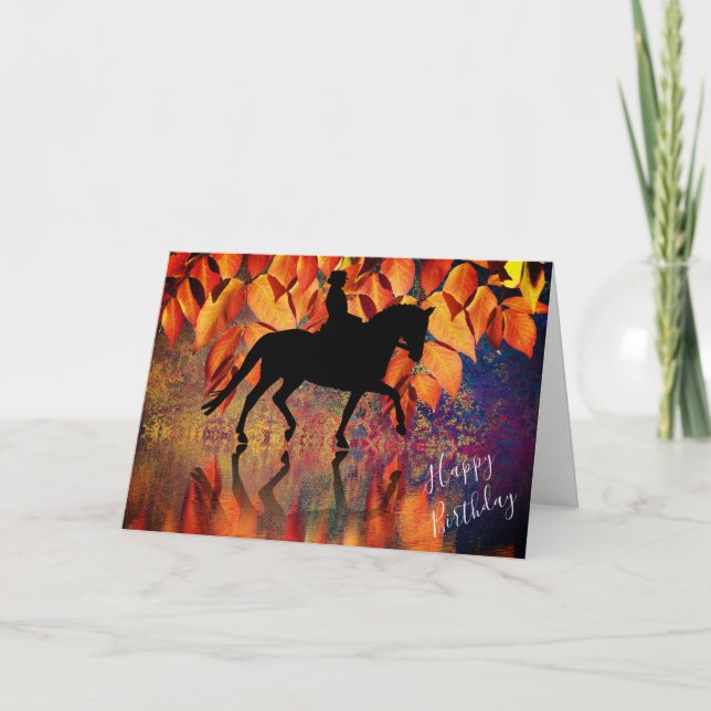 Cartão De Festividades Dressage Autumn Reflete Horse Birthday (Frente)