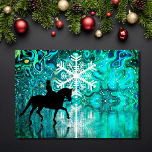 Cartão De Festividades Dressage Horse Snowflake Reflete Natal