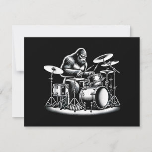 Cartão De Festividades Drummer Bigfoot Sasquatch Tocando Tambores Músico 