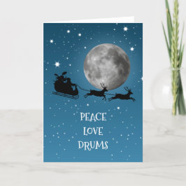 Cartão De Festividades Drummer Christmas Peace Love Drumums Druming Music