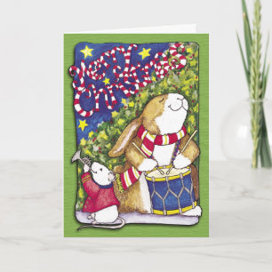 Cartão De Festividades Drummer Rabbit, Christmas Card