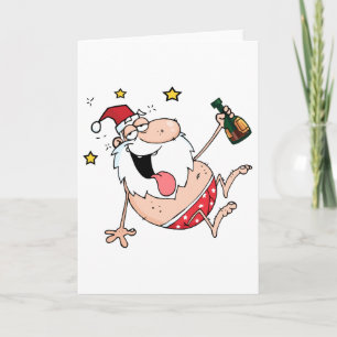 Cartão De Festividades Drunk Santa Claus