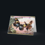 Cartão De Festividades Duas Borboletas Vintage<br><div class="desc">Ilustração da borboleta Vintage de um cartão comercial da era vitoriana. Este cartão é personalizável,  incluindo o pequeno texto no topo "Dia de as mães feliz".</div>