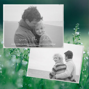 Cartão De Festividades Duas fotos B/W Simplesmente, nós salvamos a data