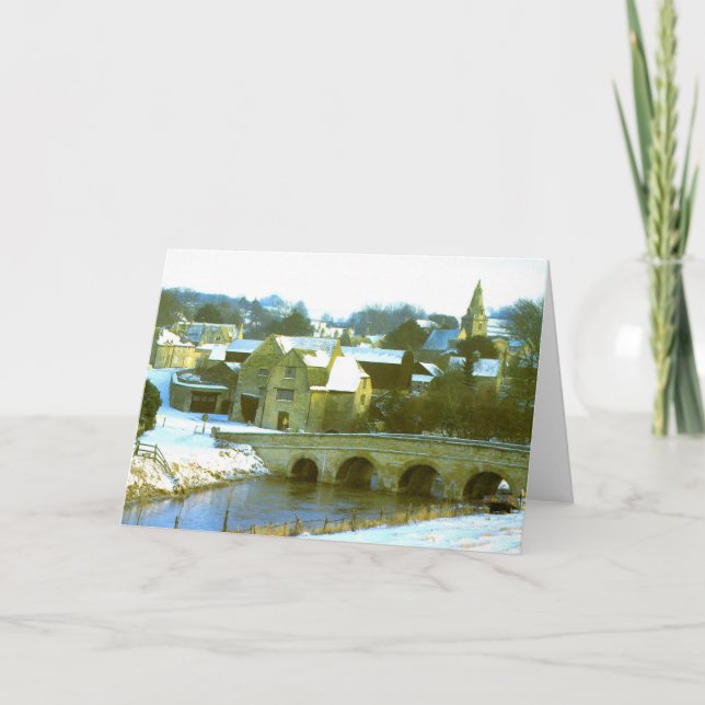 Cartão De Festividades Dudington, cena de neve de Northamptonshire (Frente)