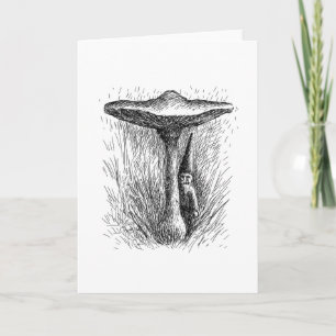 Cartão De Festividades Duende de Nisse atrás de um Toadstool