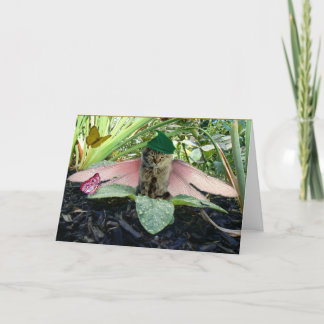 Cartão De Festividades Duende feericamente Notecard do gato