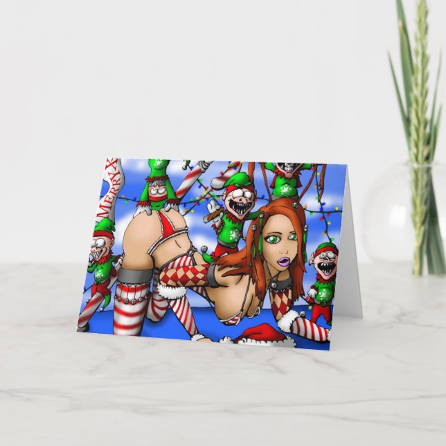 Cartão De Festividades Duendes, duendes, e mais duendes (Frente)