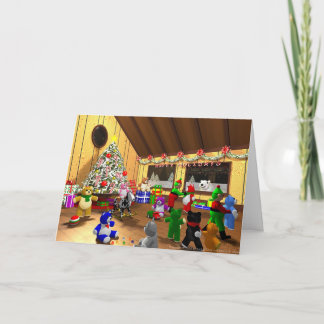 Cartão De Festividades Duendes e ursos