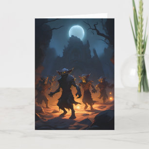 Cartão De Festividades Duendes Saem à Luz do Luar no Halloween