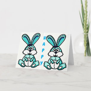 CARTÃO DE FESTIVIDADES DUPLIQUE OS BUNNIES COM DESEJOS DUPLOS PARA PÁSCOA