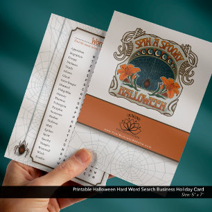 Cartão De Festividades Duro Imprimível do Halloween - Word Search Busines