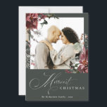 Cartão De Festividades Dusky Poinsettia Floral Merriest Foto de Natal<br><div class="desc">Se precisar de mais alguma personalização,  por favor,  sinta-se à vontade para me enviar uma mensagem em yellowfebstudio@gmail.com.</div>