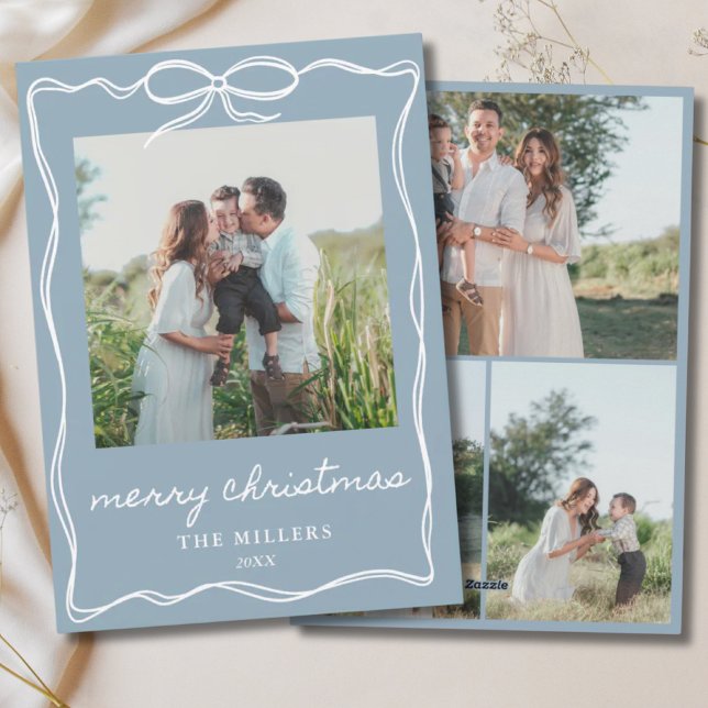 Cartão De Festividades Dusty Blue Arco Feliz Natal 4 Família de Fotografi (Criador carregado)