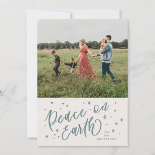 Cartão De Festividades Dusty Blue Peace on Earth lettering Photo
