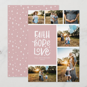 Cartão De Festividades Dusty cor-de-rosa esperança ama múltiplas fotos