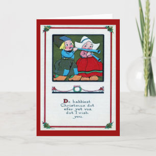 Cartão De Festividades Dutch Christmas Greeting 1916 Vintage