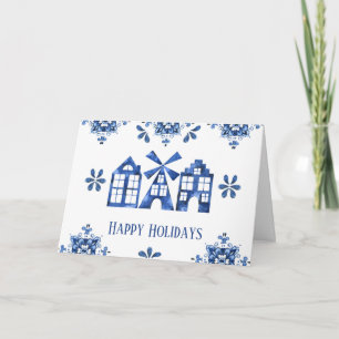 Cartão De Festividades Dutch Delft Blue Non-Photo Holiday Greeting Card