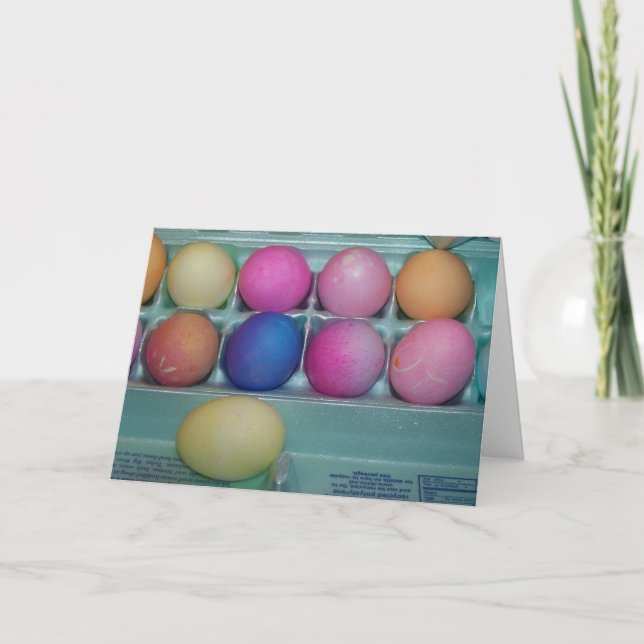 Cartão De Festividades Dúzia ovos coloridos, páscoa (Frente)