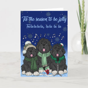 Cartão De Festividades É a época de ser alegre, Newfoundlands cantando