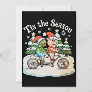 Cartão De Festividades É a Temporada do Sapo de Bicicleta do Papai Noel d
