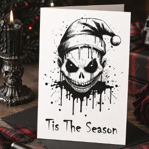 Cartão De Festividades É a Temporada Gótica Crânio Terror Natal