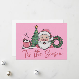 Cartão De Festividades É a Temporada Natal Cute Inverno Latte Papai Noel