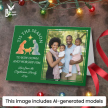 É Época do Natal Verde Moderno TIS FOTO FAMILIAR d