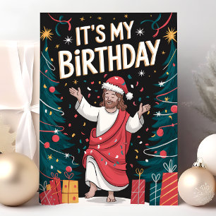 Cartão De Festividades É Meu Aniversário Jesus Natal Engraçado