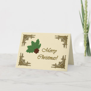 Cartão De Festividades É Natal! Vai para o Barroco! Fundo de Creme