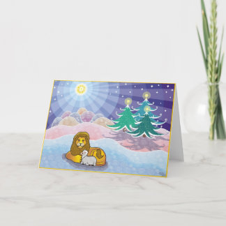 Cartão De Festividades E O Leão Deve Deitar-Se Com A Lâmpada