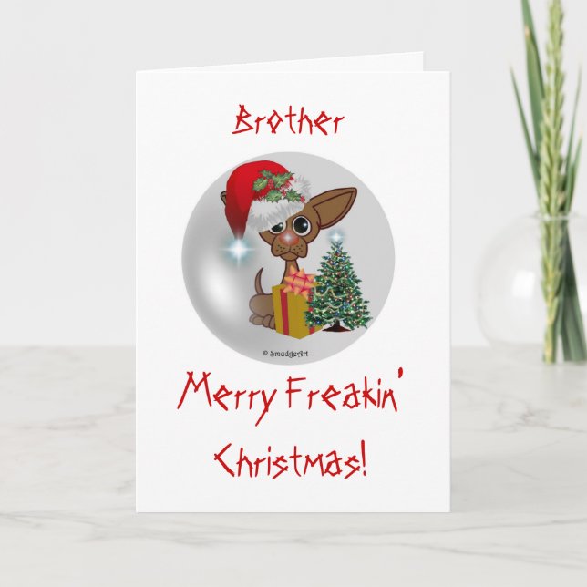 Cartão De Festividades É o Natal Mousy Dog e o Irmão (Frente)