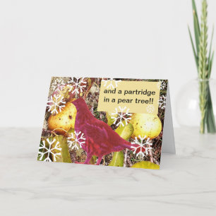 Cartão De Festividades E um perdiz em uma árvore