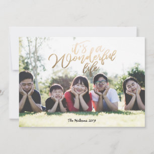 Cartão De Festividades É uma maravilhosa vida Foto de Natal Gold Foil