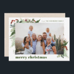 Cartão De Festividades Earthy Boho Greenery Dry Brush Foto de Natal<br><div class="desc">Este design de estilo boho neutro apresenta um verde de inverno mínimo, com porta de fotos com efeito de pincel seco e texto em cores de paleta de bolos. Adicione uma mensagem opcional na parte traseira ou altere o design do backer (3 opções disponíveis). DICA RÁPIDA: Para alterar a cor...</div>