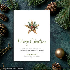 Cartão De Festividades Earthy Boho Watercolor Pine Wreath Greeting Card