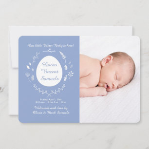 Cartão De Festividades Easter Baby Blue Photo Birth Announcement