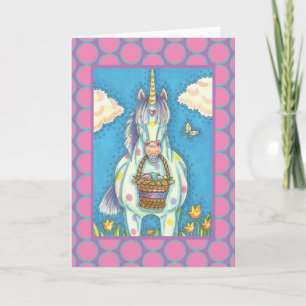 Cartão De Festividades EASTER BASKET UNICORN, FANTASY GREETING CARD Verse