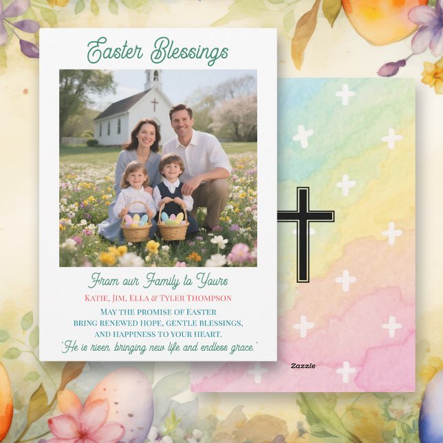 Cartão De Festividades Easter Blessings  Personalized Photo Template (Criador carregado)