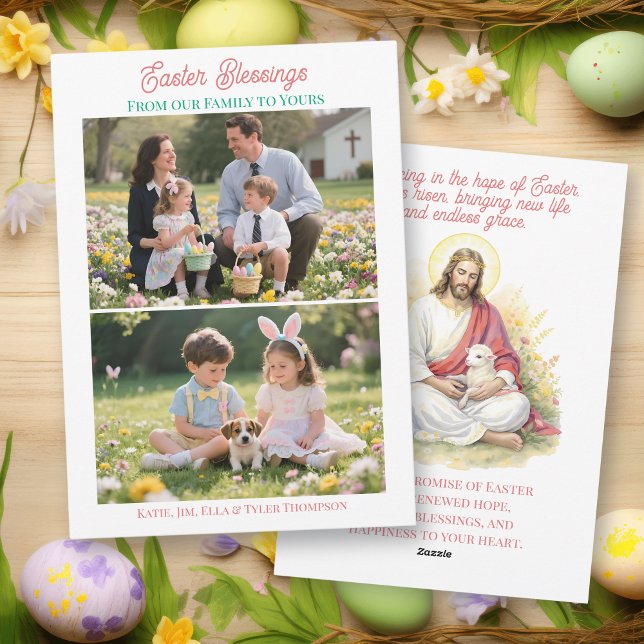 Cartão De Festividades Easter Blessings Religious Photo Template (Criador carregado)
