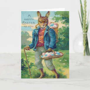 Cartão De Festividades Easter Bunny Basket Colored Egg