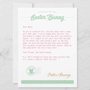 Cartão De Festividades Easter Bunny Girl Letter