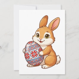 Cartão De Festividades Easter Bunny Glossy Greeting Card | Minimalist