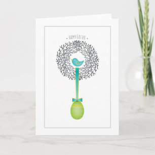 Cartão De Festividades Easter Card, Bird Nest and Egg